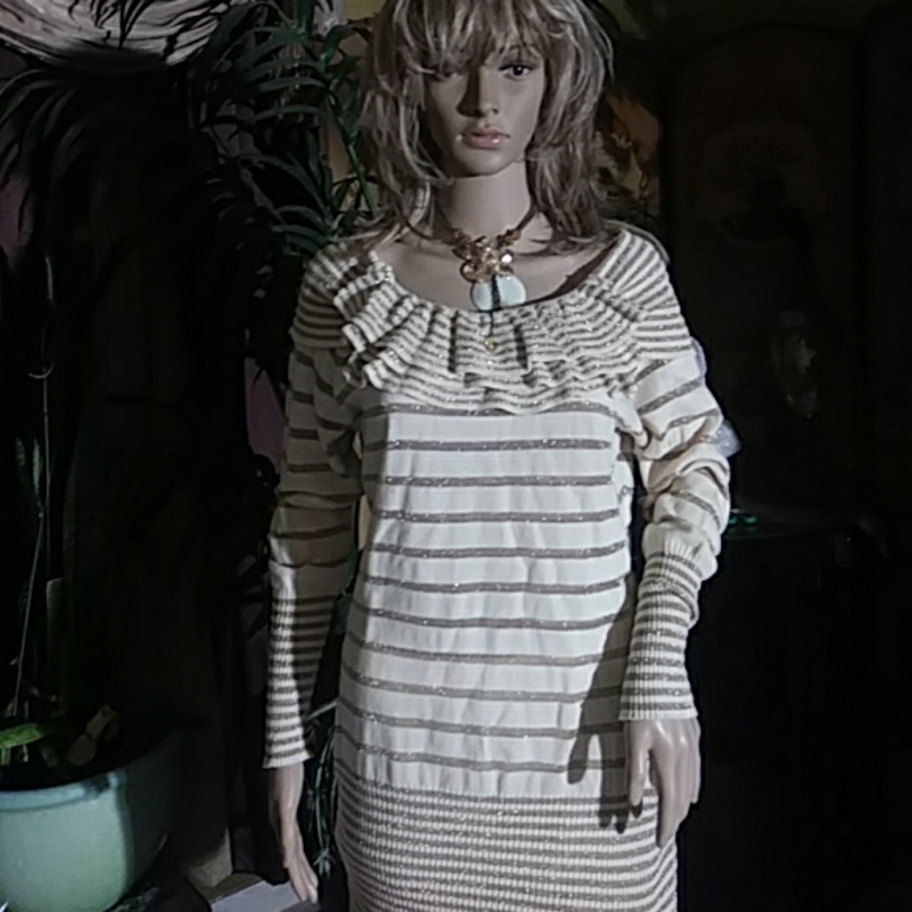 💢Arden B Lurex gold beige tunic
